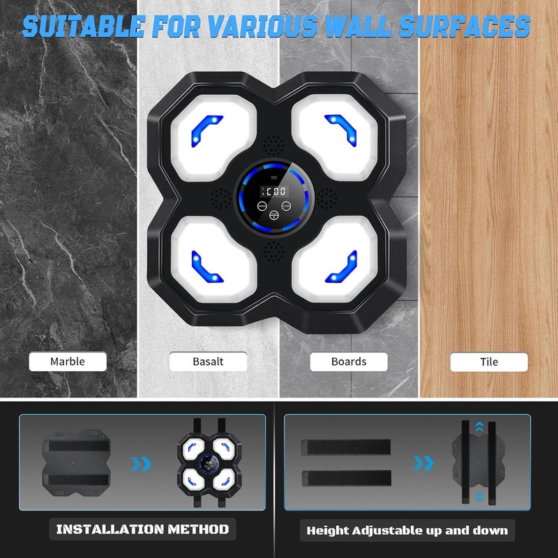 JUOIFIP Music Boxing Machine for Kids and Teens Adults, Trainer Equipment with Gloves, Wall-Mounted Boxing Music Workout Machine, LED Electronic Focus Training for Home,Office, Gym - Image 5